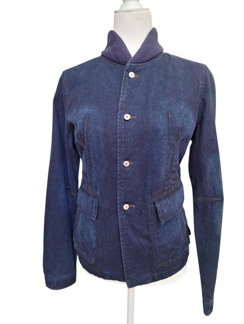 Marithe Francois Girbaud Vintage Dark Wash Denim Jean Jacket Blazer 90'S Y2K szM